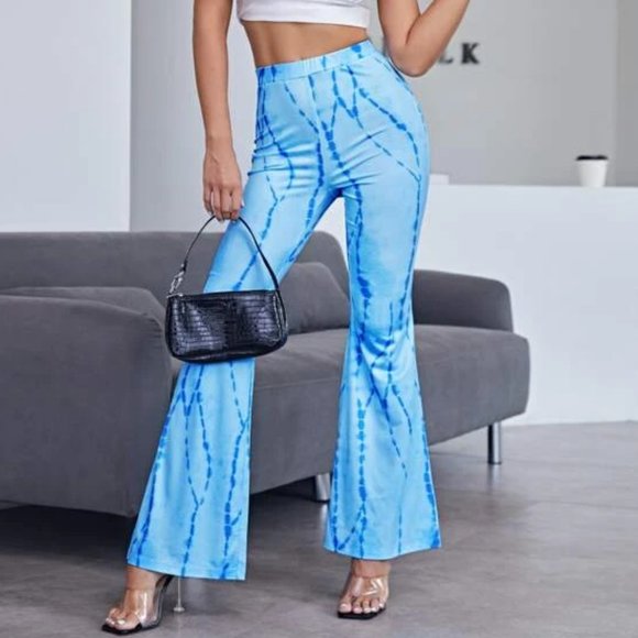 Pants - Blue/White Tie Dye Flare Pants in M and L